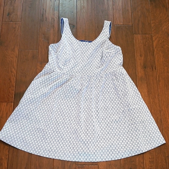 ModCloth sleeveless dress with blue & white pattern with silver threading size2X - Picture 1 of 10